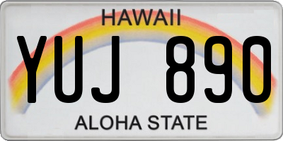 HI license plate YUJ890