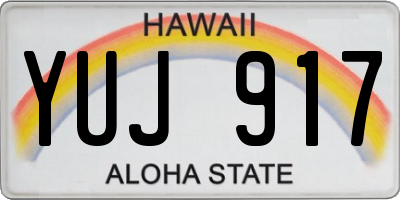 HI license plate YUJ917