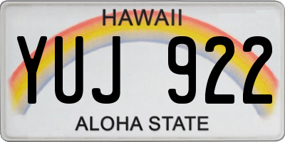 HI license plate YUJ922