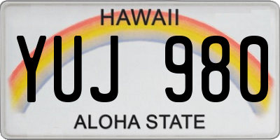 HI license plate YUJ980