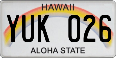 HI license plate YUK026