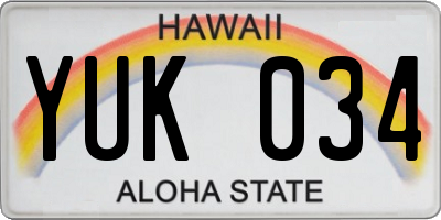 HI license plate YUK034