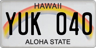 HI license plate YUK040