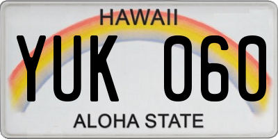 HI license plate YUK060