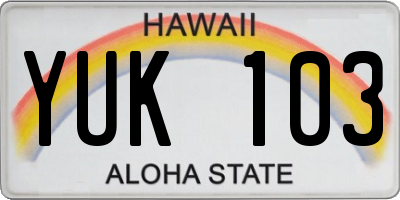HI license plate YUK103