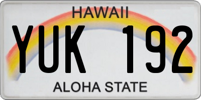 HI license plate YUK192
