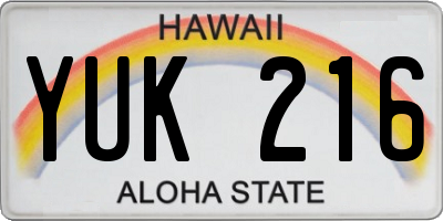 HI license plate YUK216