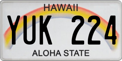 HI license plate YUK224