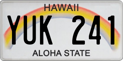 HI license plate YUK241
