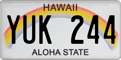 HI license plate YUK244