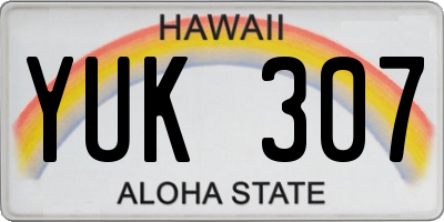 HI license plate YUK307