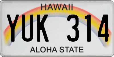 HI license plate YUK314