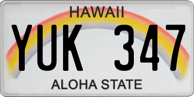 HI license plate YUK347