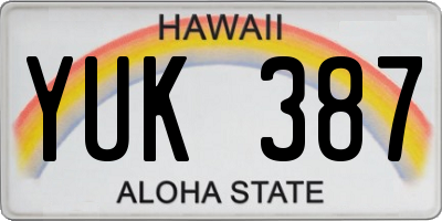 HI license plate YUK387