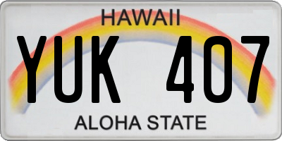 HI license plate YUK407