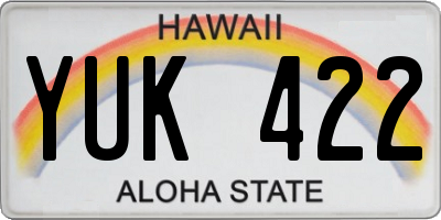 HI license plate YUK422