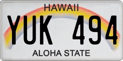 HI license plate YUK494