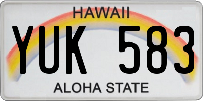 HI license plate YUK583