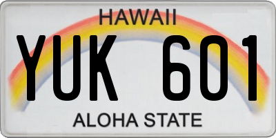 HI license plate YUK601