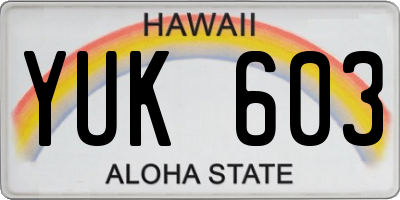 HI license plate YUK603