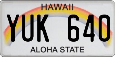 HI license plate YUK640