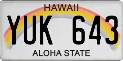 HI license plate YUK643