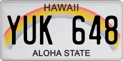 HI license plate YUK648