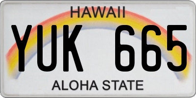 HI license plate YUK665