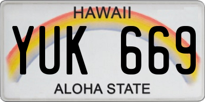 HI license plate YUK669