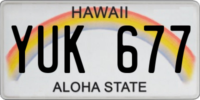 HI license plate YUK677