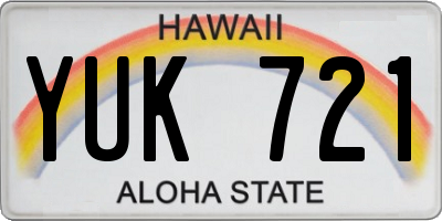 HI license plate YUK721