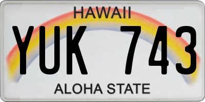 HI license plate YUK743