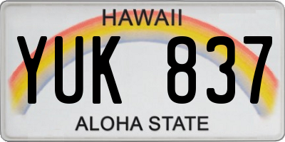 HI license plate YUK837