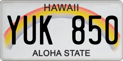 HI license plate YUK850