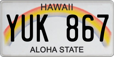 HI license plate YUK867