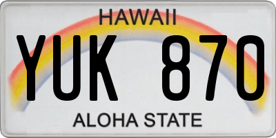 HI license plate YUK870