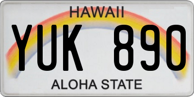 HI license plate YUK890