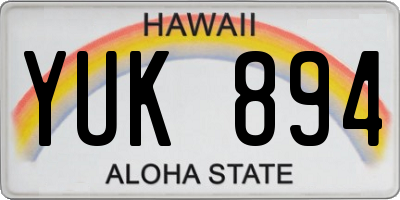 HI license plate YUK894