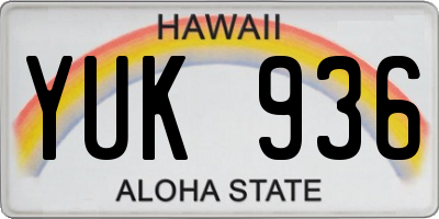 HI license plate YUK936