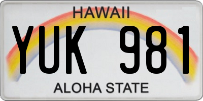 HI license plate YUK981