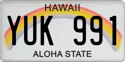 HI license plate YUK991