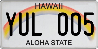 HI license plate YUL005