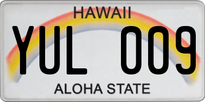 HI license plate YUL009