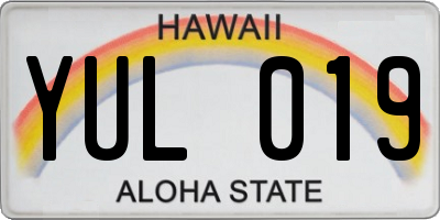 HI license plate YUL019