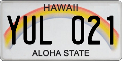 HI license plate YUL021