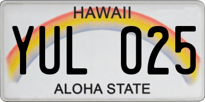 HI license plate YUL025