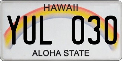 HI license plate YUL030