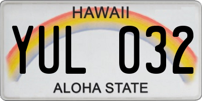 HI license plate YUL032