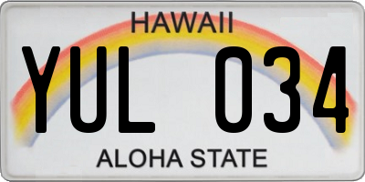 HI license plate YUL034