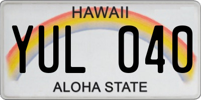 HI license plate YUL040
